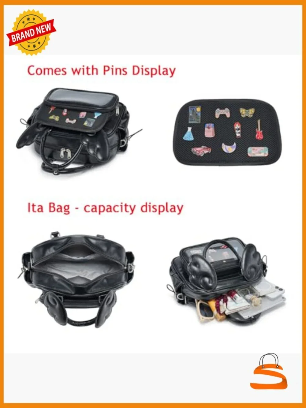 Y2K Angel Wing Ita Bag - 3-in-1 Convertible Crossbody, Backpack & Handbag for